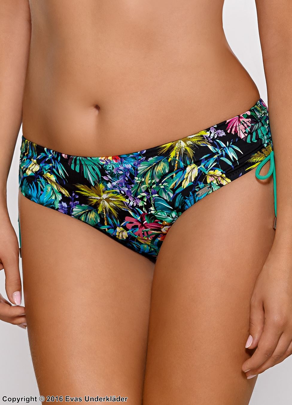 Bikini panties, drawstring, tropical pattern